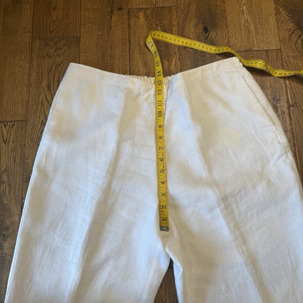 Kim Rogers White Linen Lined Pants Pull On Straight Leg Trouser Womens Sz L - Picture 4 of 7